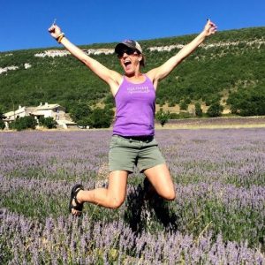 Angela Lahman Jumping in the Young Living Lavender Fields